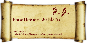 Haselbauer Jolán névjegykártya